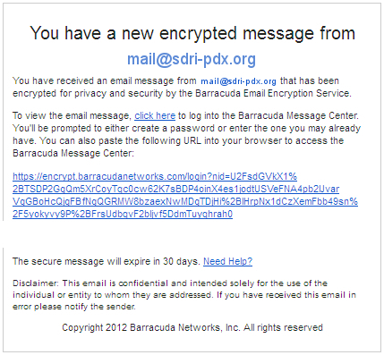 Barracuda Secure Email Notification
